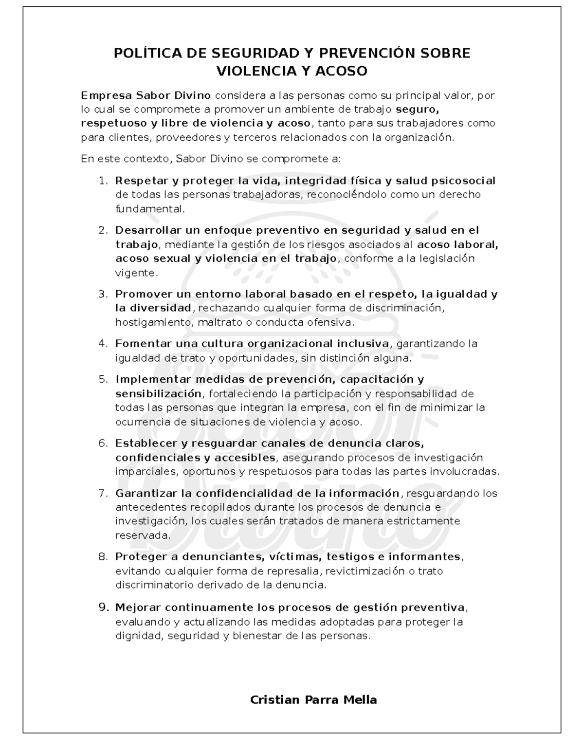 Política de Seguridad y Prevención de Violencia - CALIDAD - Studocu