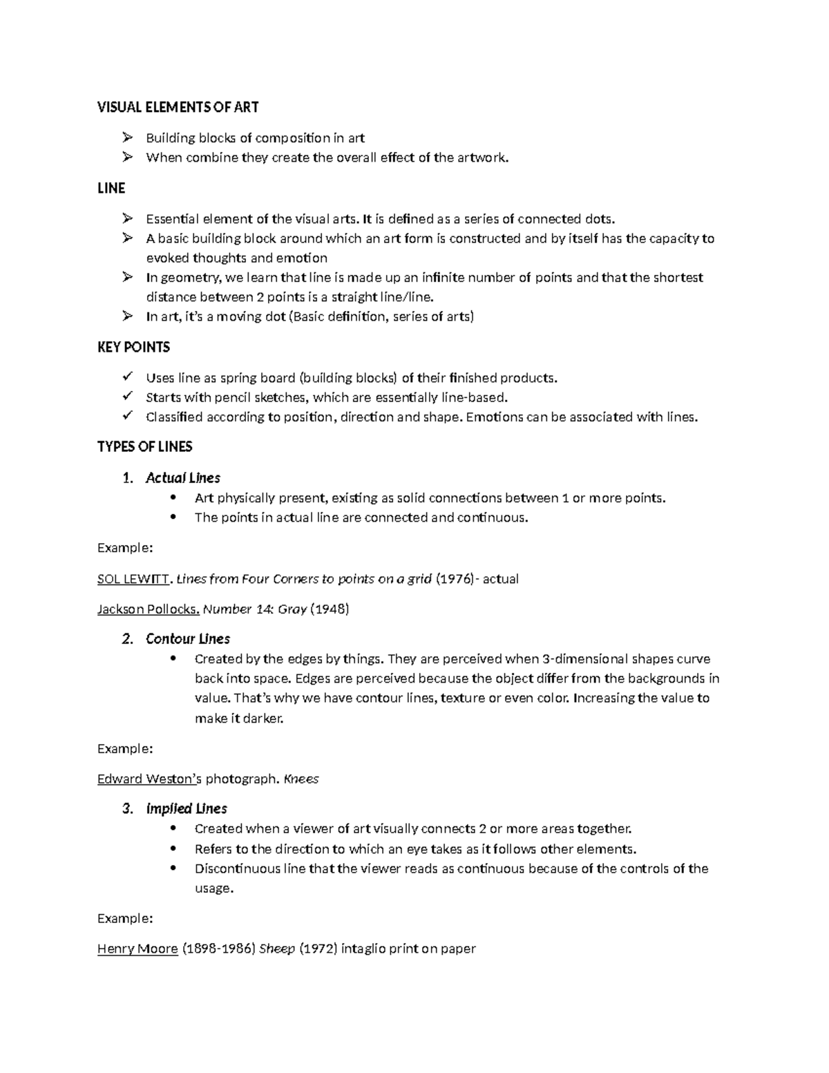 Visual arts: Key elements and principles of composition in art - Studocu