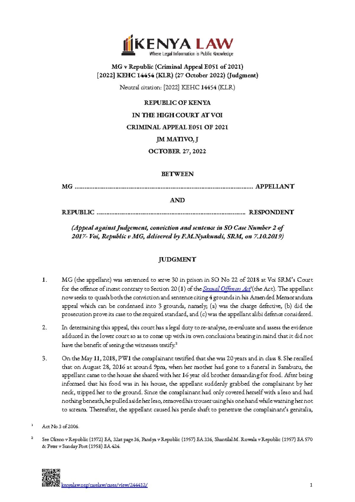 Appellate Case Law Analysis: Defective Charge Sheets in E051/2021 - Studocu