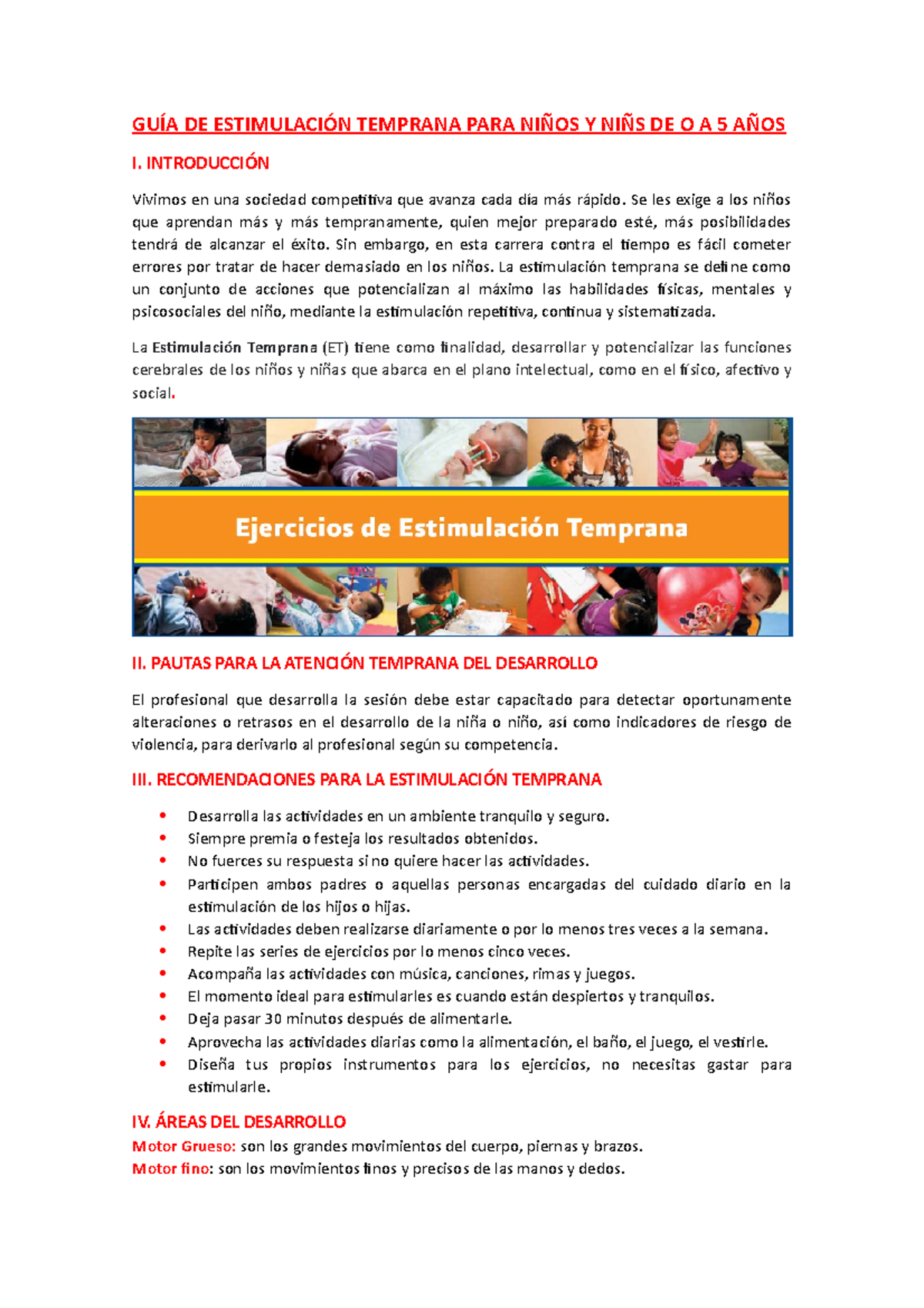 Guía de Estimulación Temprana para Niños de 0 a 5 Años: Ejercicios y ...