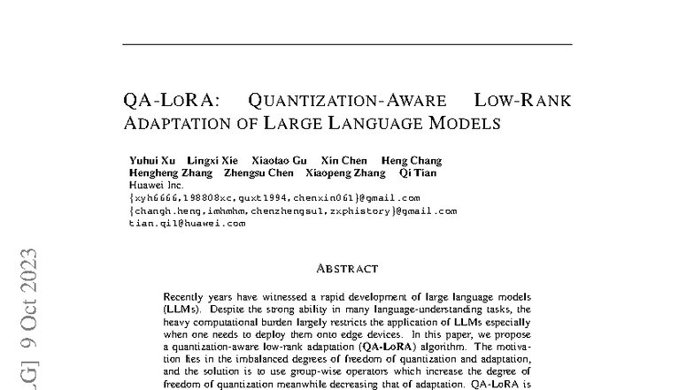 QALoRA: Efficient Quantization and Adaptation of LLMs - Studocu