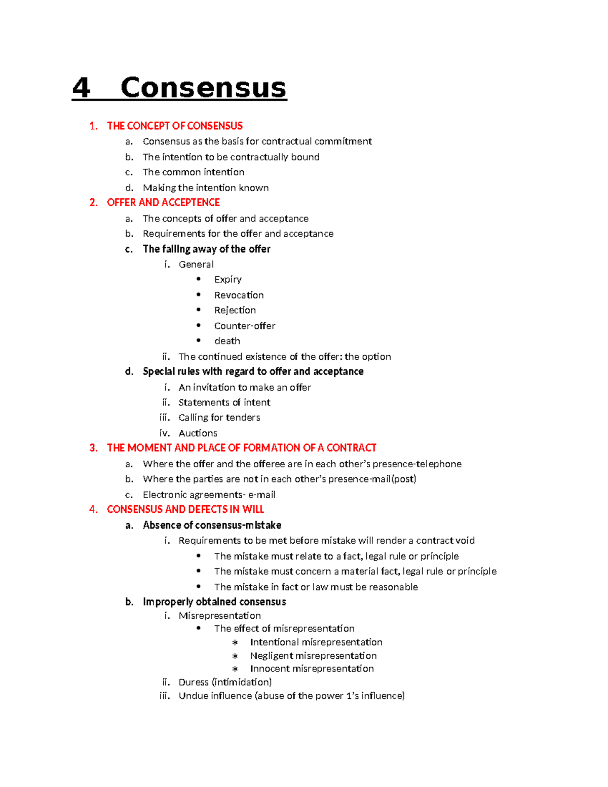 CLA1502 - Consensus in Commercial Law: Key Concepts and Principles ...