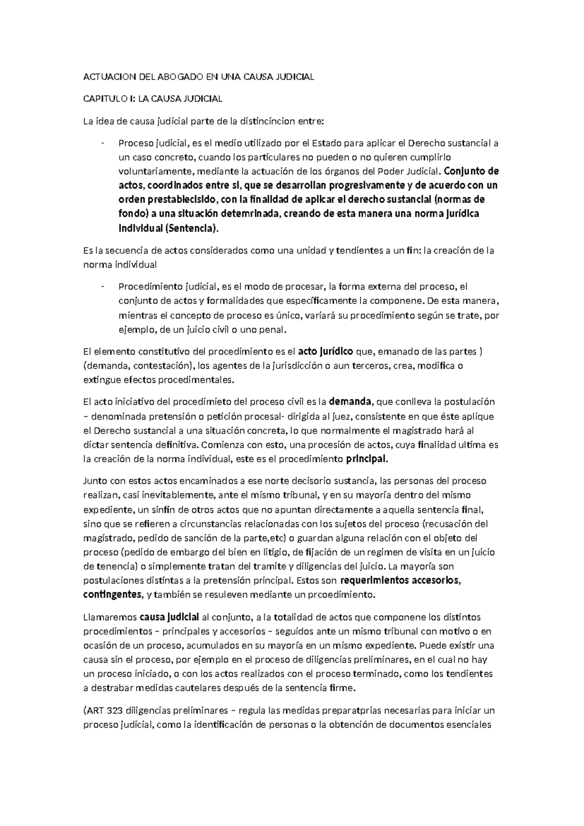 ACTUACIÓN DEL ABOGADO EN LA CAUSA JUDICIAL - RESUMEN CAPÍTULO I - Studocu