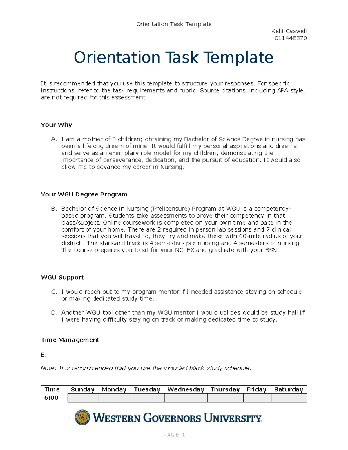Kelli Caswell Orientation Task - Orientation Task Template Kelli ...