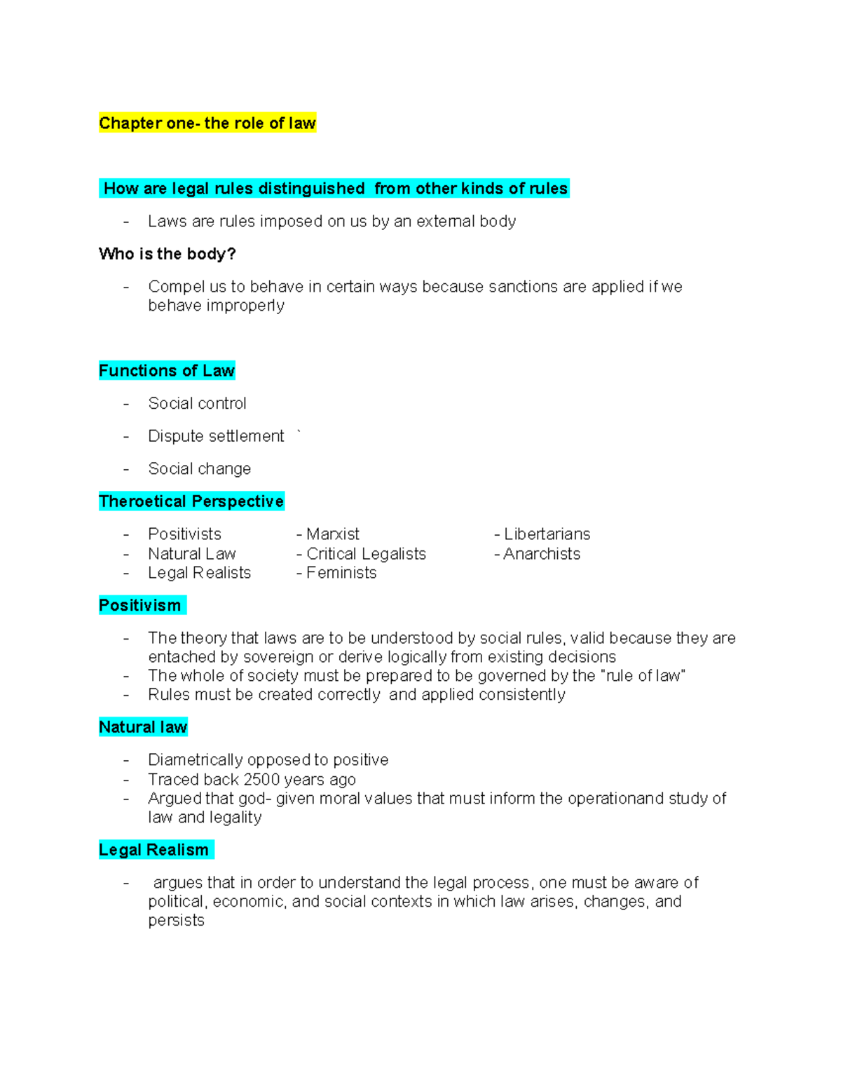 Chapter one The Role of Law History and origins of law. Traditional and ...