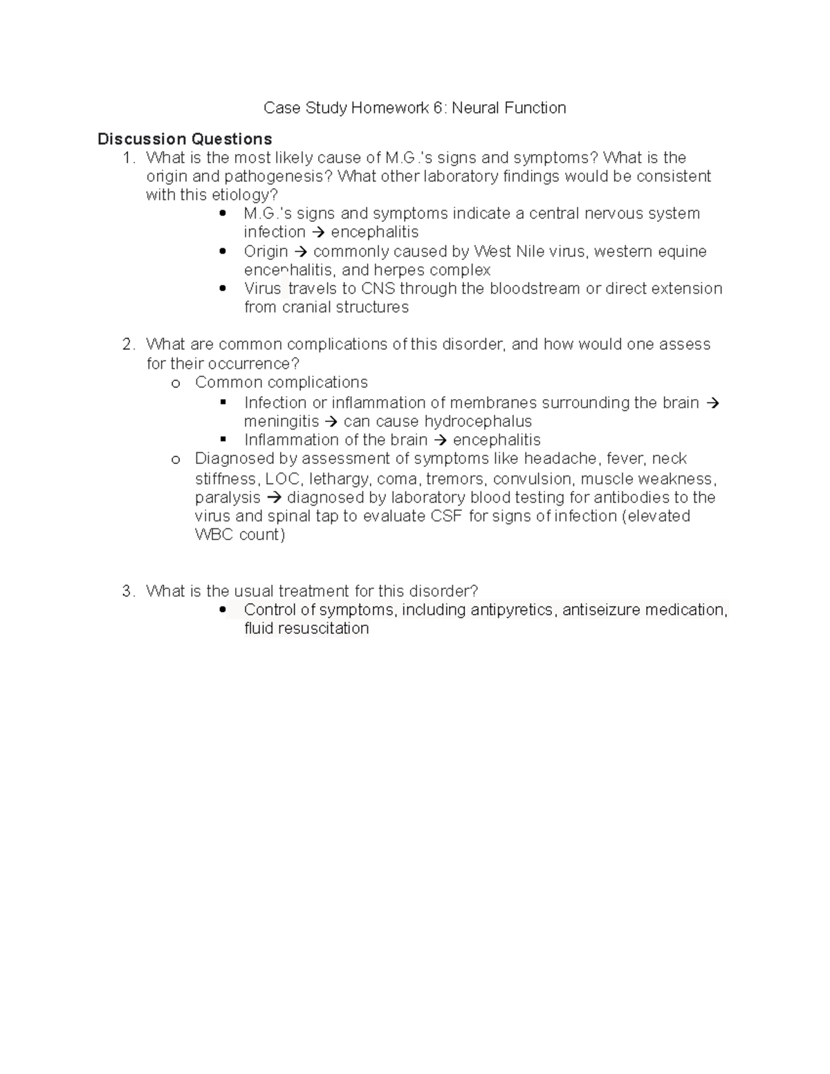 Case Study 6: Neurological Function Assessment and Complications - Studocu