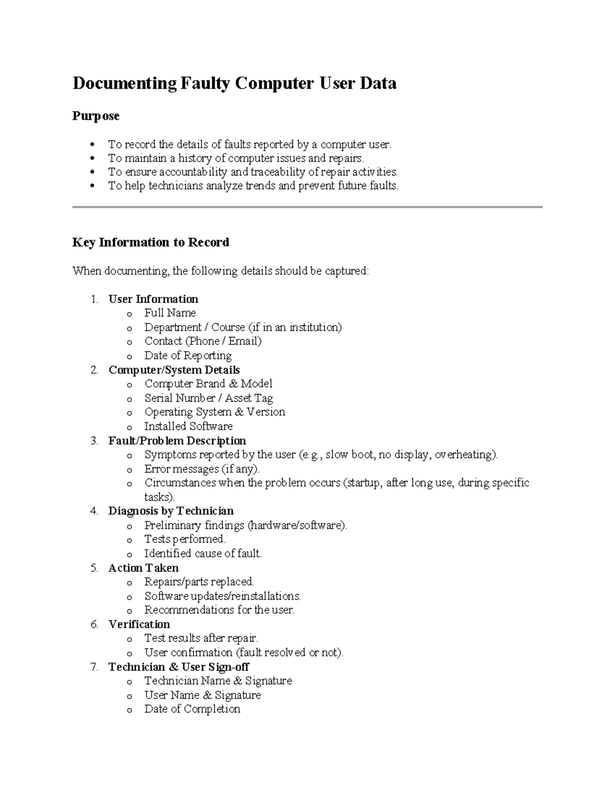 Documenting Faulty Computer User Data: Repair & Accountability Guide ...