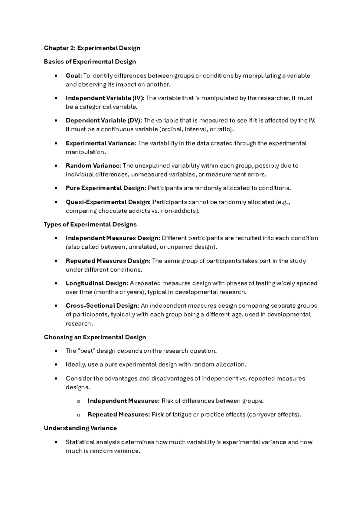 Psychology 243: Chapter 2 - Basics of Experimental Design - Studocu