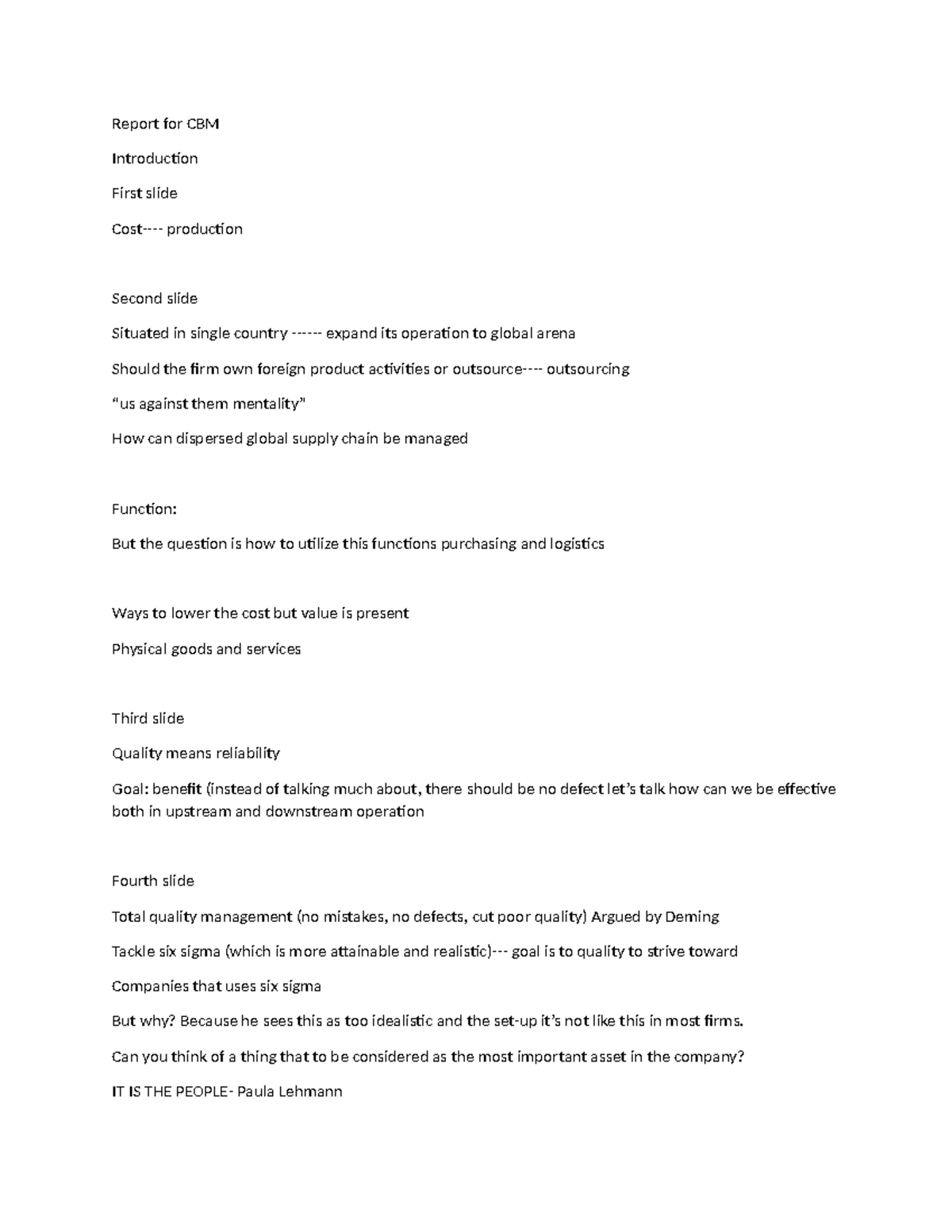Report for CBM - wudyd - Report for CBM Introduction First slide Cost ...