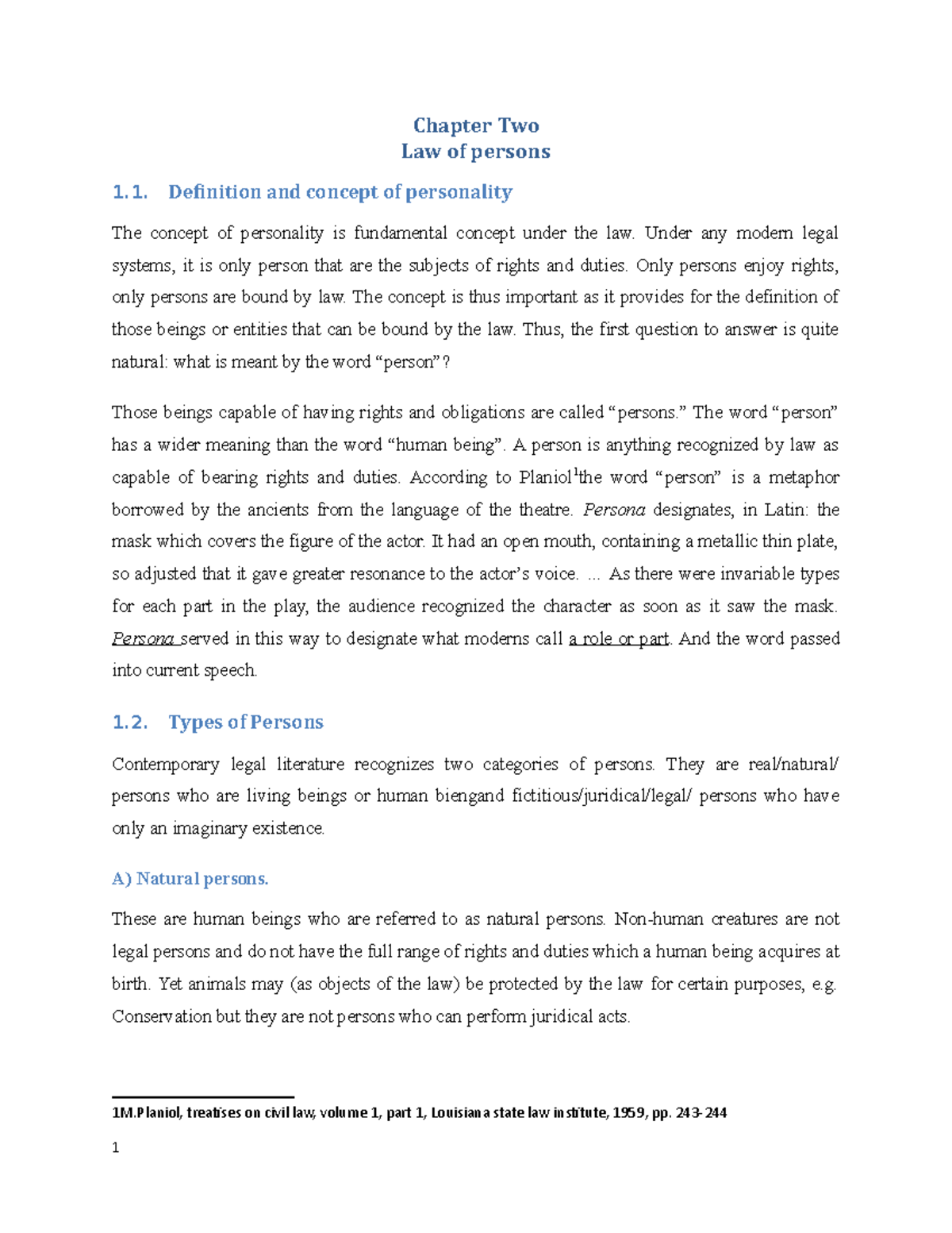BL - Chapter 2: Exploring the Law of Persons and Personality Rights ...
