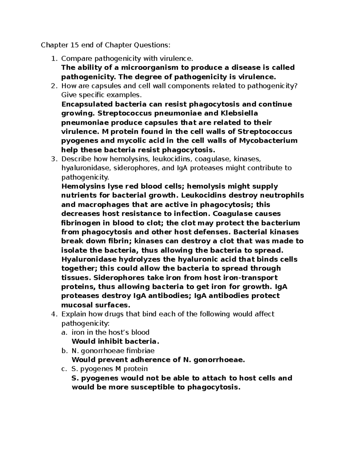Chapter 15: Pathogenicity and Virulence Questions - Studocu