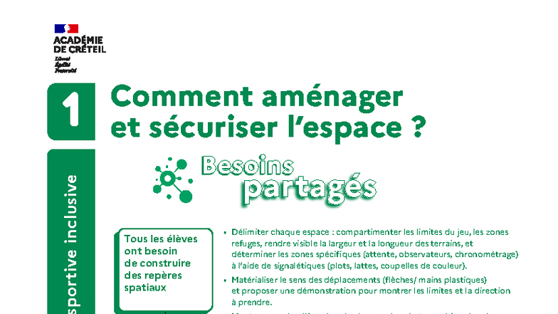 7 Fiches Ressources pour l'Éducation Physique Inclusive 37513 - Studocu