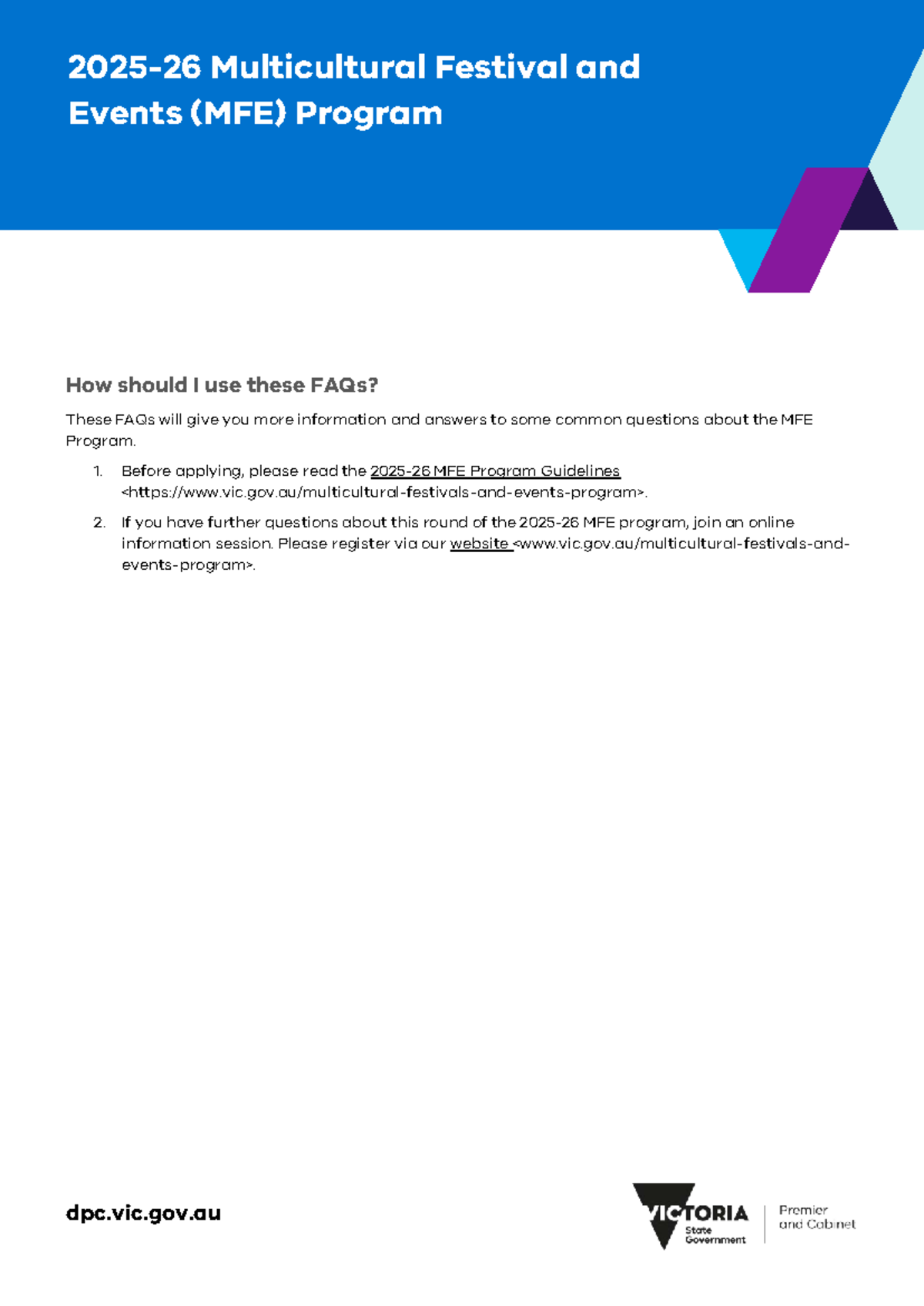 2025-26 MFE Program: FAQs on Multicultural Festivals & Events - Studocu