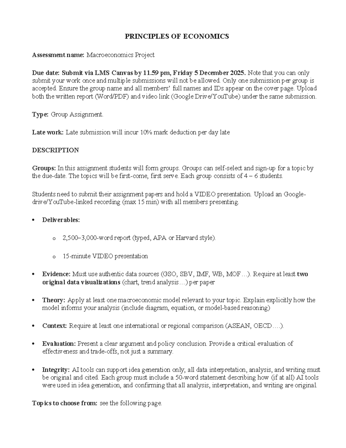 PE Macroeconomics Project T1 - 2526: Group Assignment Guidelines - Studocu