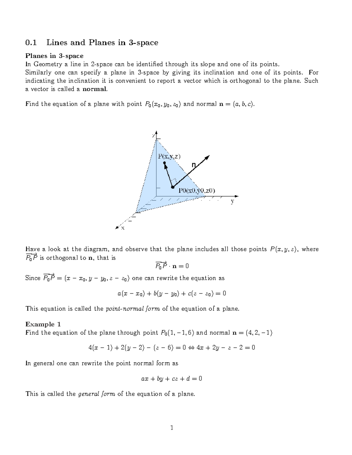 Lines and Planes in 3D Geometry: Concepts and Equations - Studocu