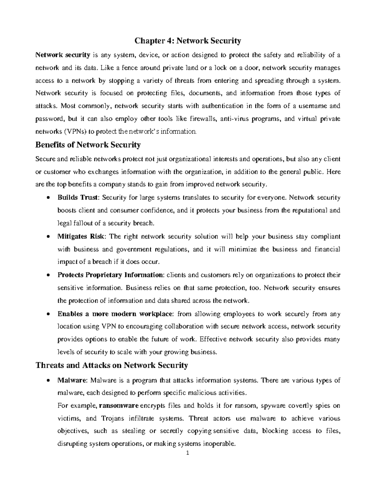 Chapter 4: Network Security - Protecting Networks from Threats - Studocu