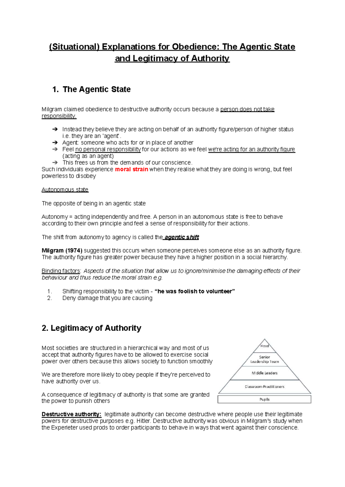 Situational Explanations for Obedience: Agentic State & Authority ...