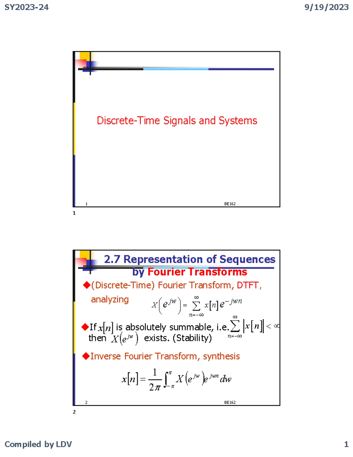 Signals 1: Key Concepts and Problems in Signal Processing - Studocu