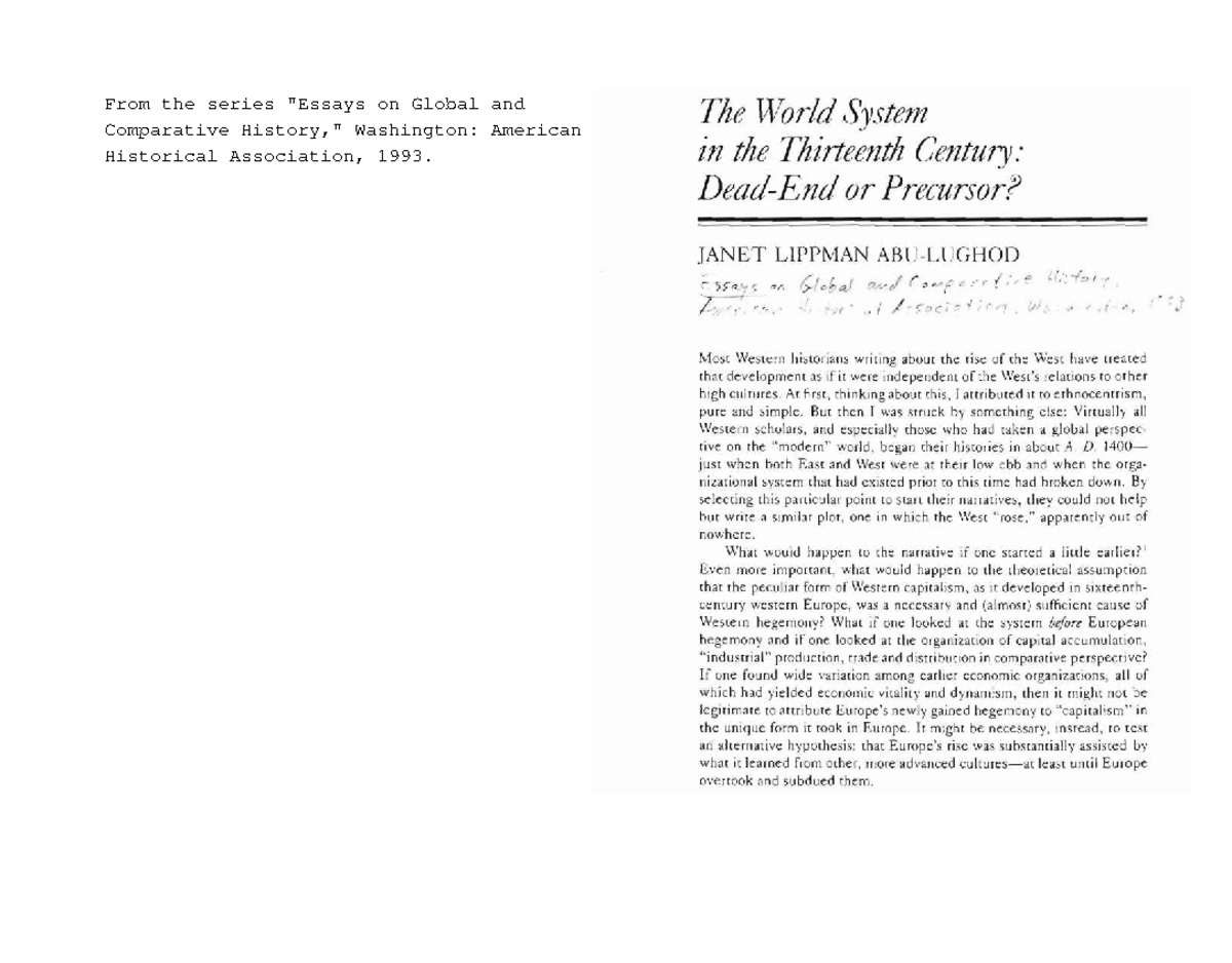 A Global History of the 13th Century: Trade and Cultural Dynamics - Studocu