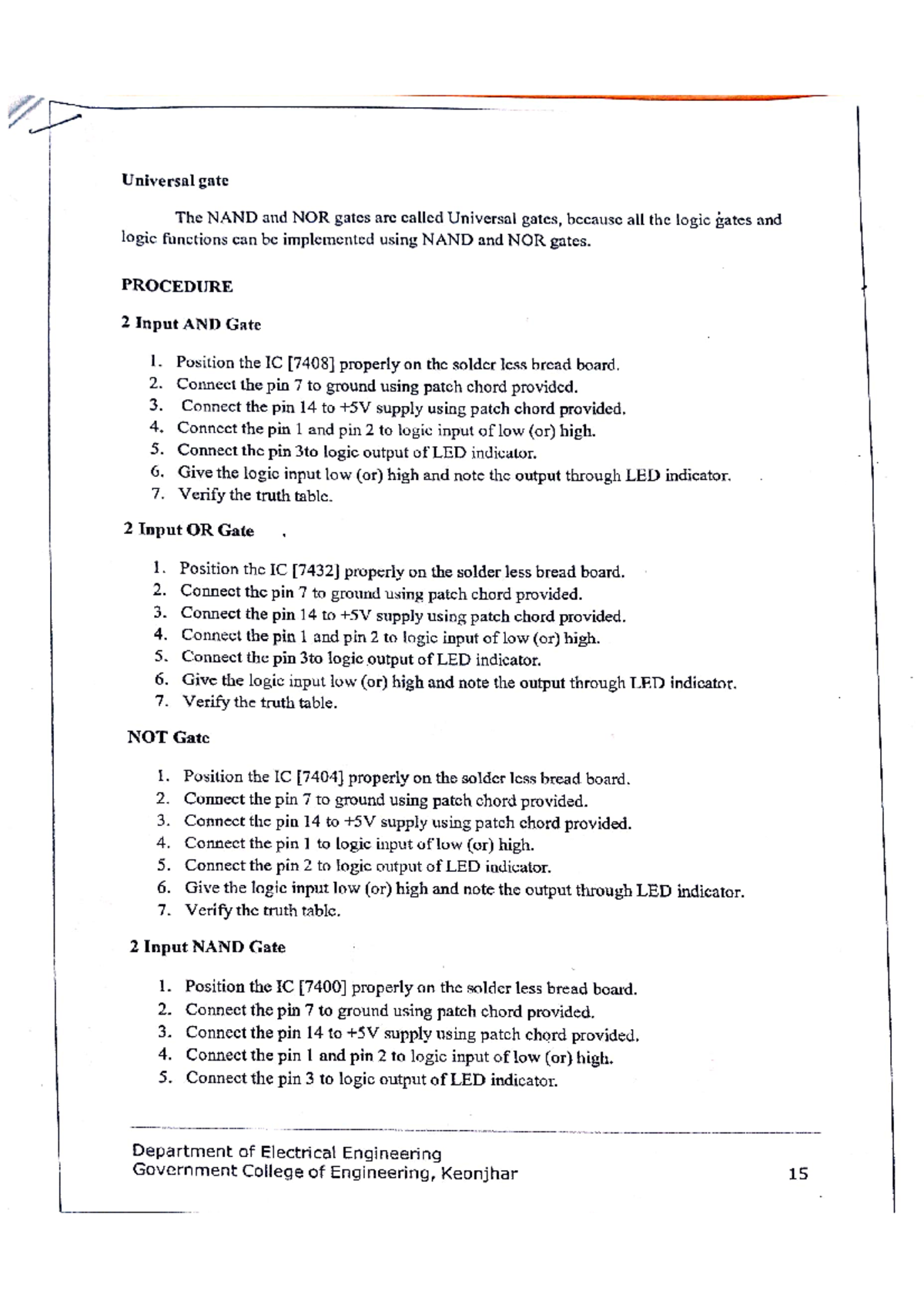 Digital electronics task 1 - Universal gate The NAND and NOR gates are ...