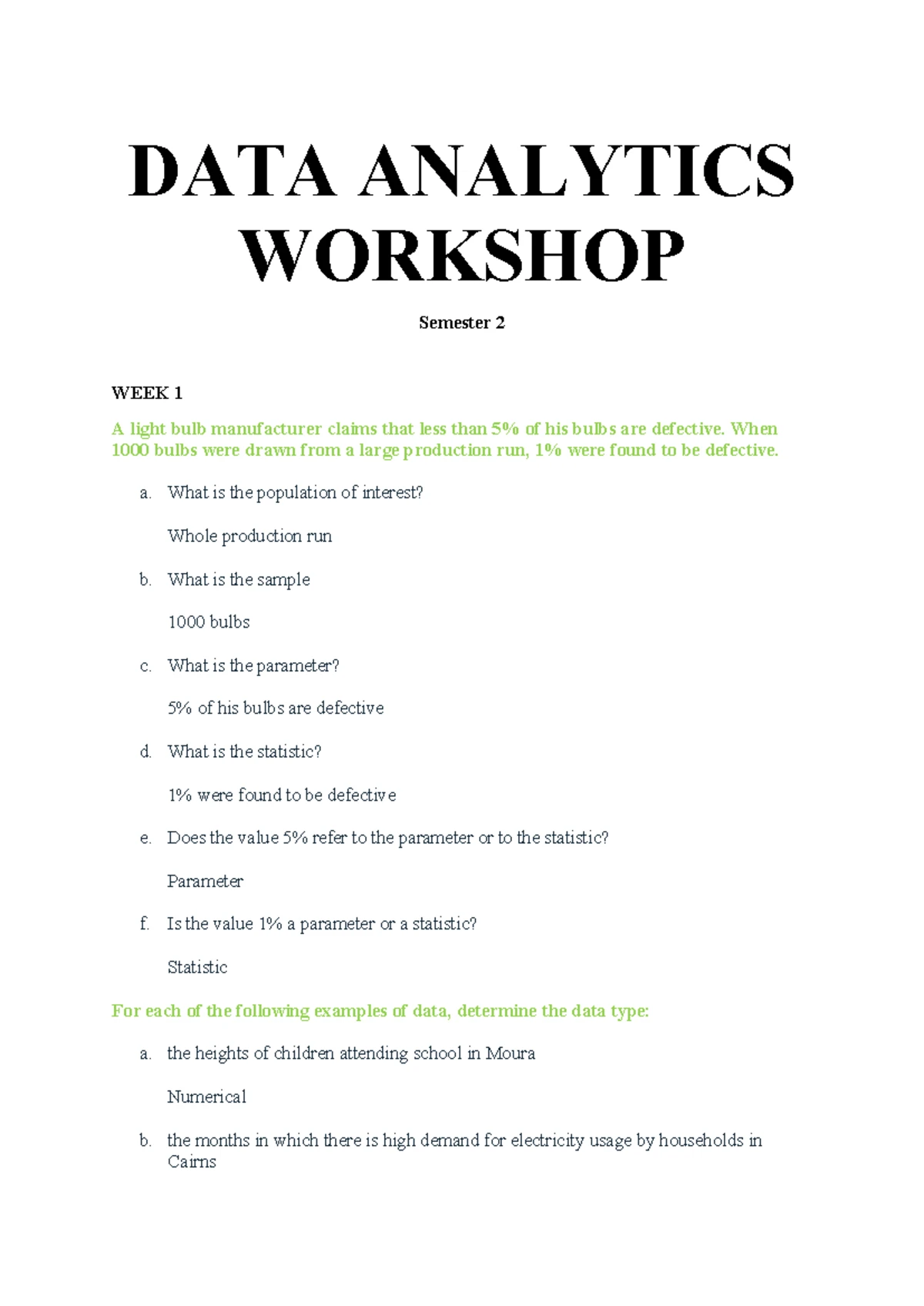 DATA Analytics I Notes: Modules 1-5 Overview and Key Concepts - Studocu