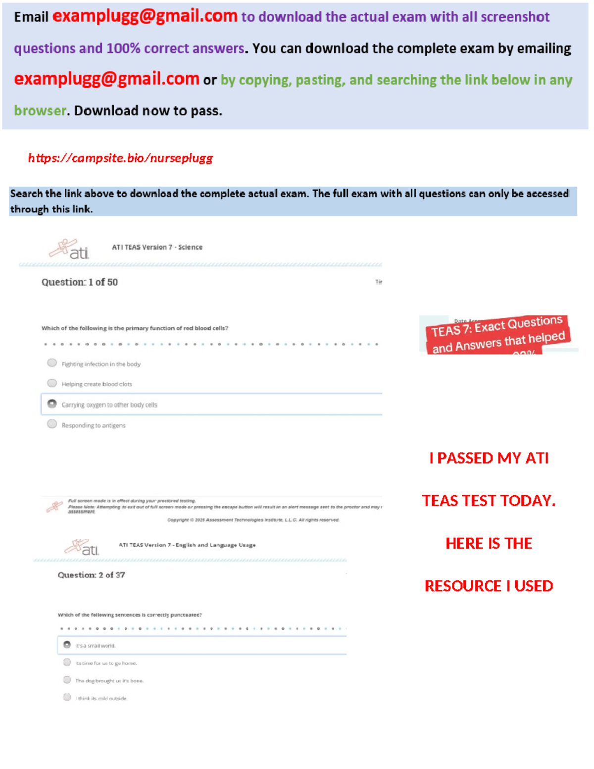 ATI TEAS 7 2026 Exam Prep: Comprehensive Q&A for All Subjects - Studocu