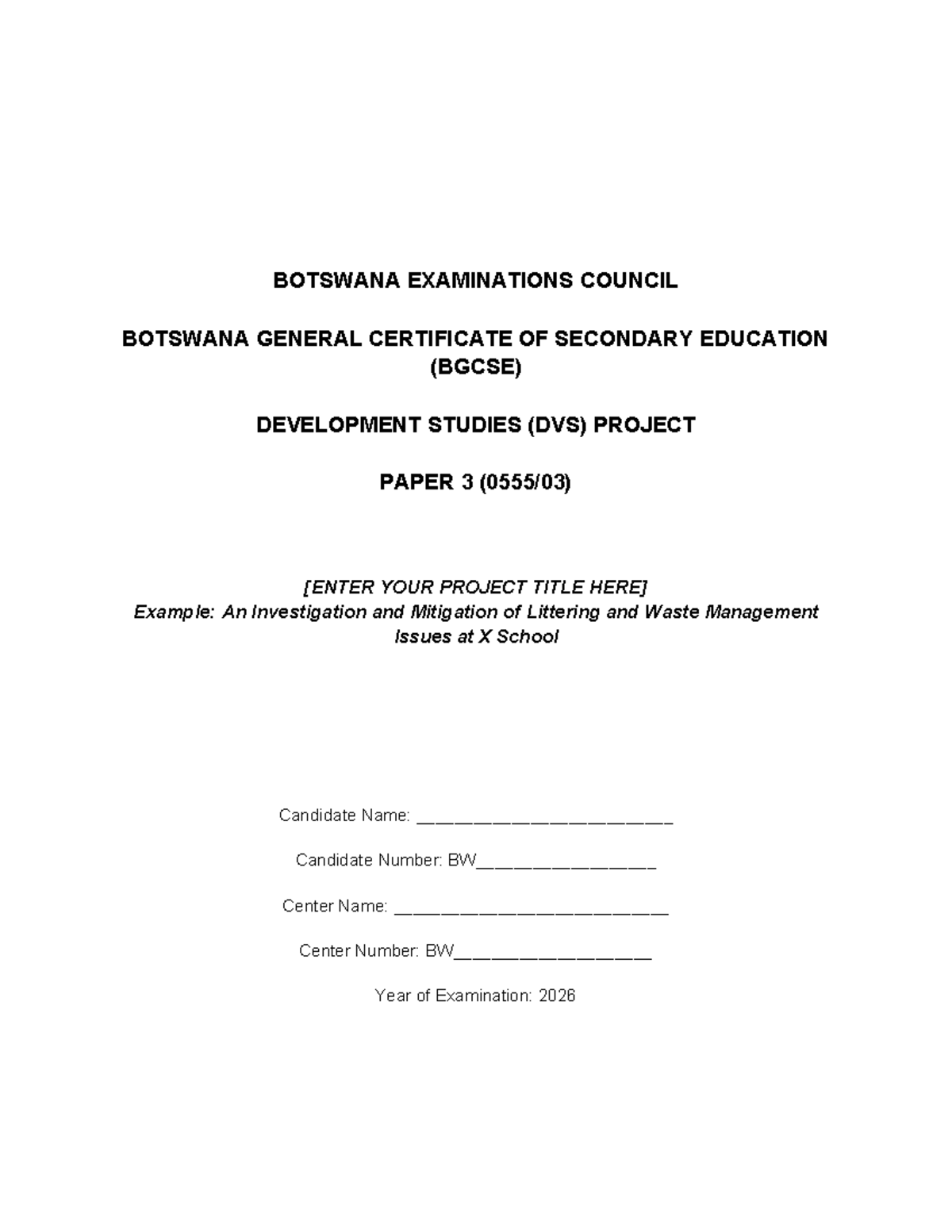 BGCSE DVS Project Paper 3 Template: Guidelines and Structure - Studocu