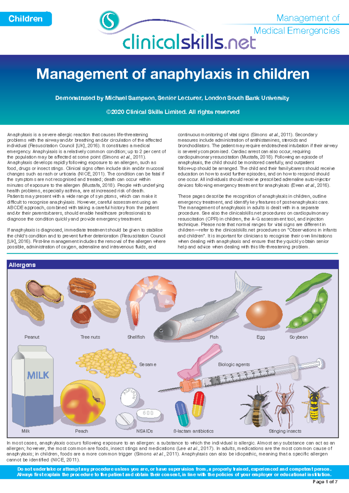Management of Anaphylaxis in Children: Emergency Procedures and ...