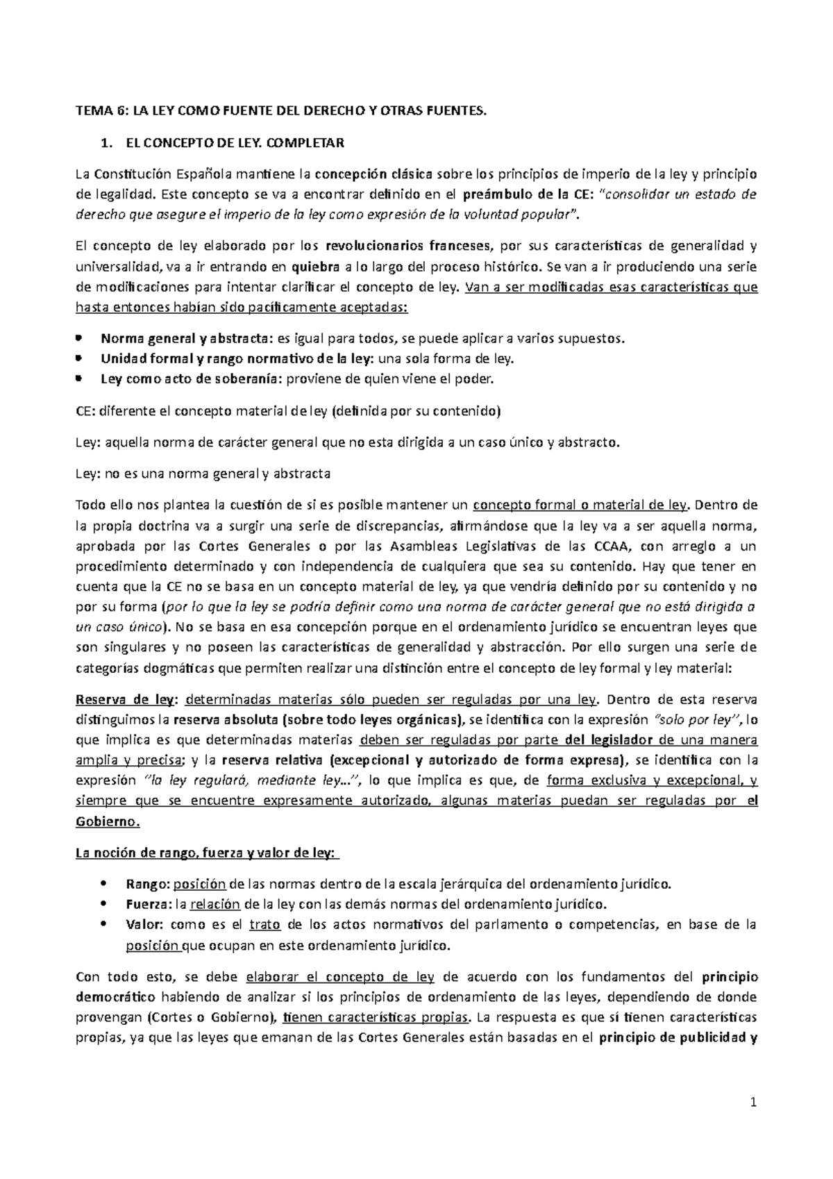 TEMA 6 Constitucional I - TEMA 6: LA LEY COMO FUENTE DEL DERECHO Y ...