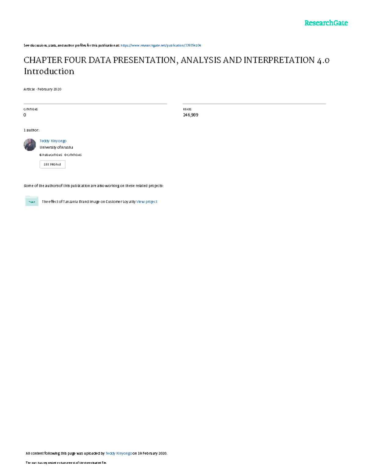 Research Chapter 4: Data Presentation and Analysis on Brand Image ...