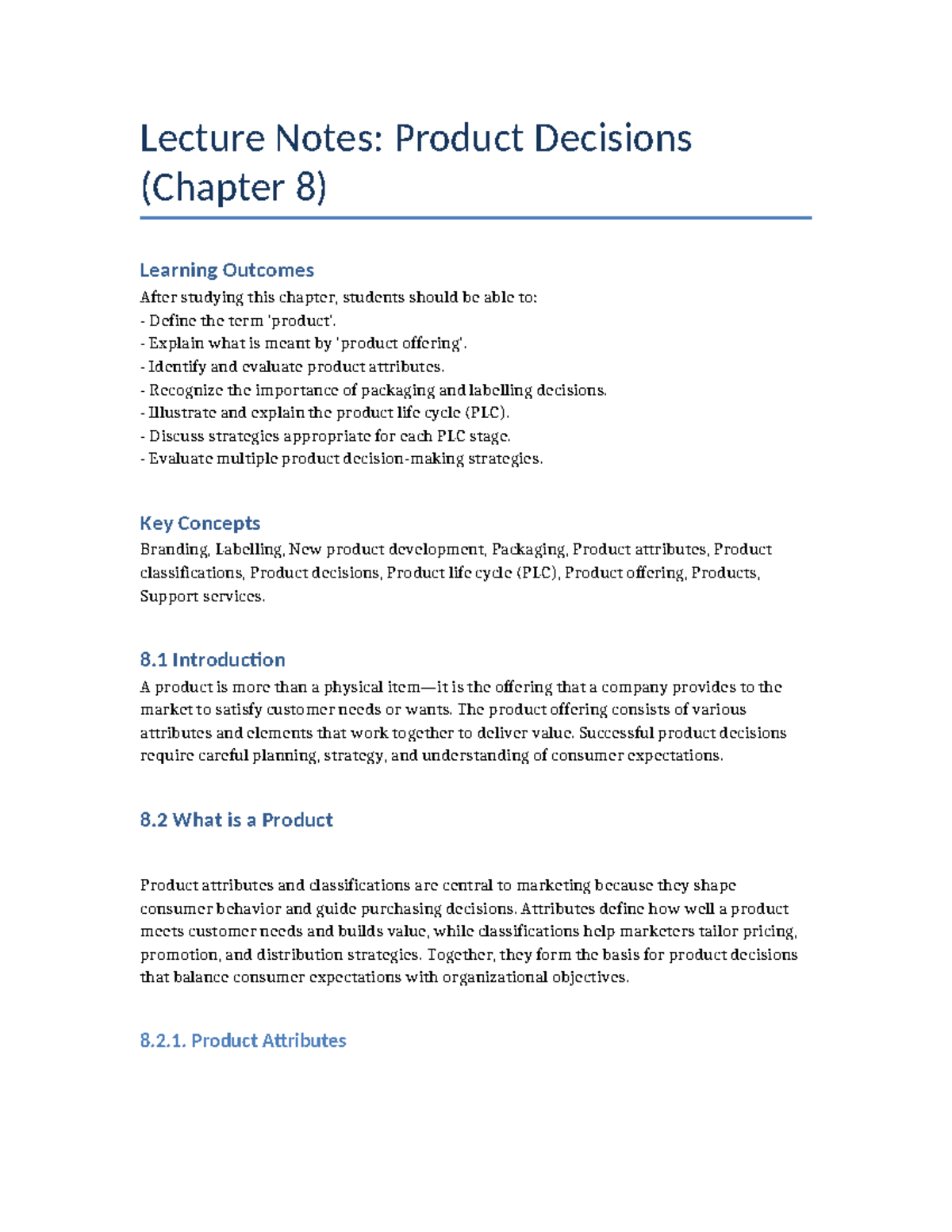 Lecture Notes: Product Decisions & PLC Analysis (MKT 302) - Studocu