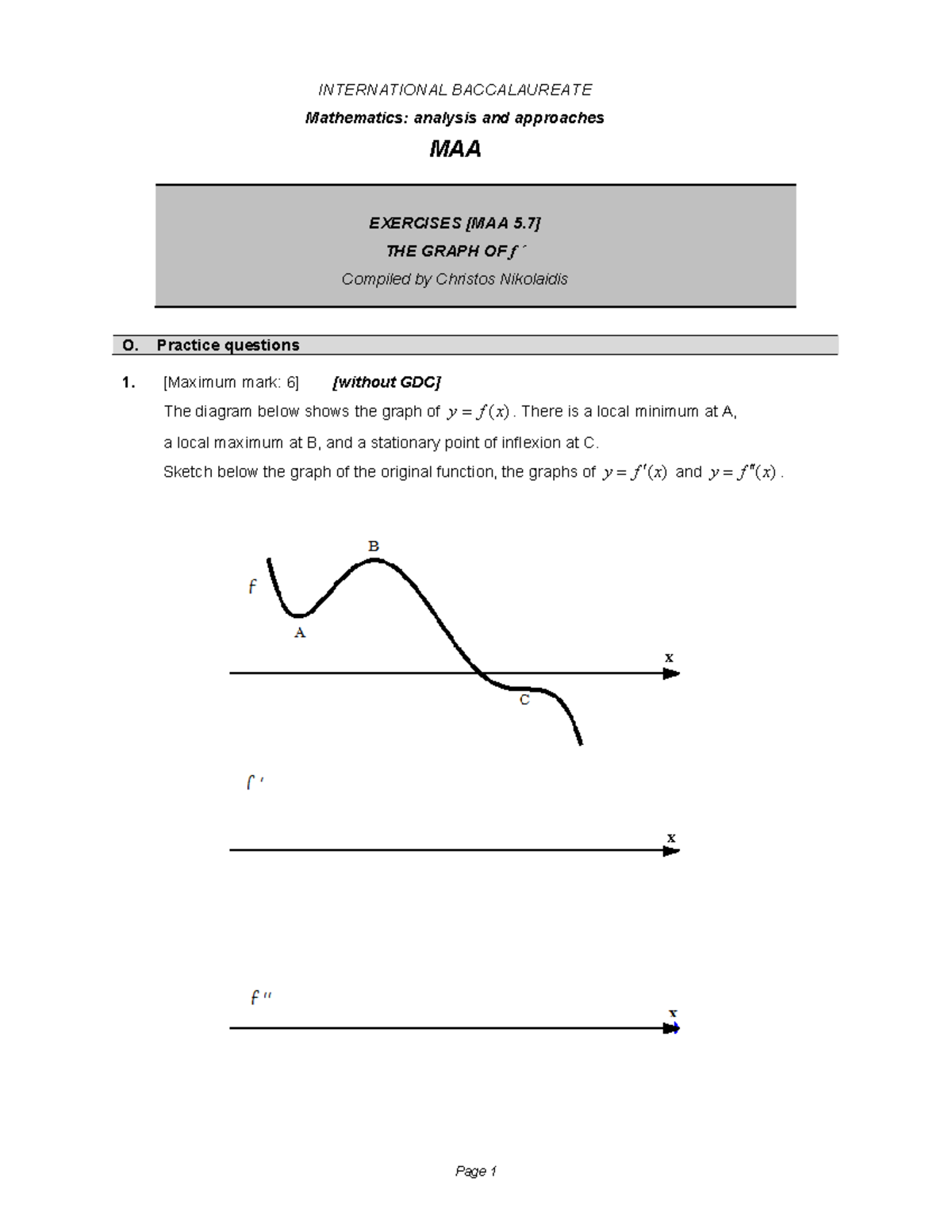 MAA EXERCISES: Analyzing the Graph of f - Practice Questions - Studeersnel