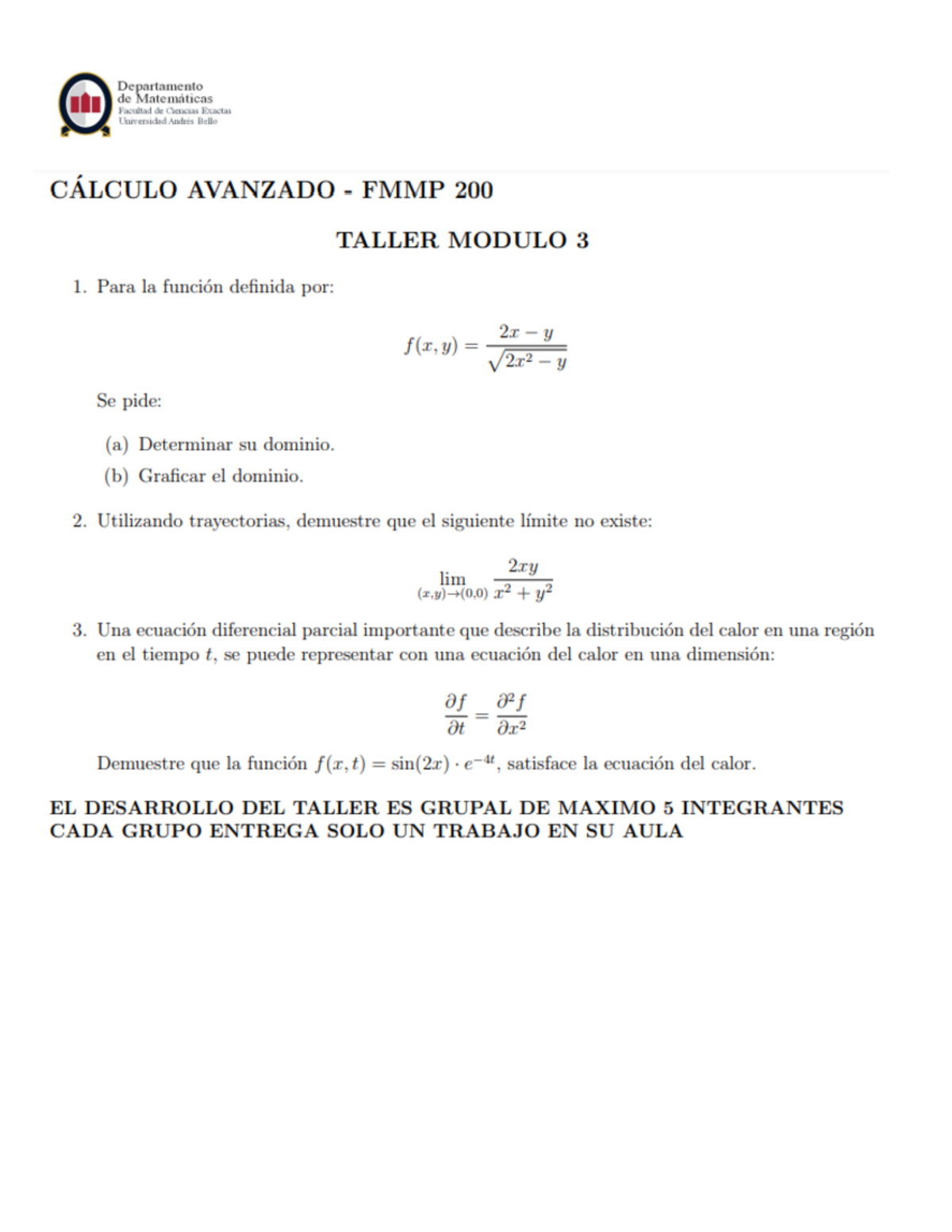 Taller+modulo+3 - Taller módulo 3 - Departamento de Matematicas ...