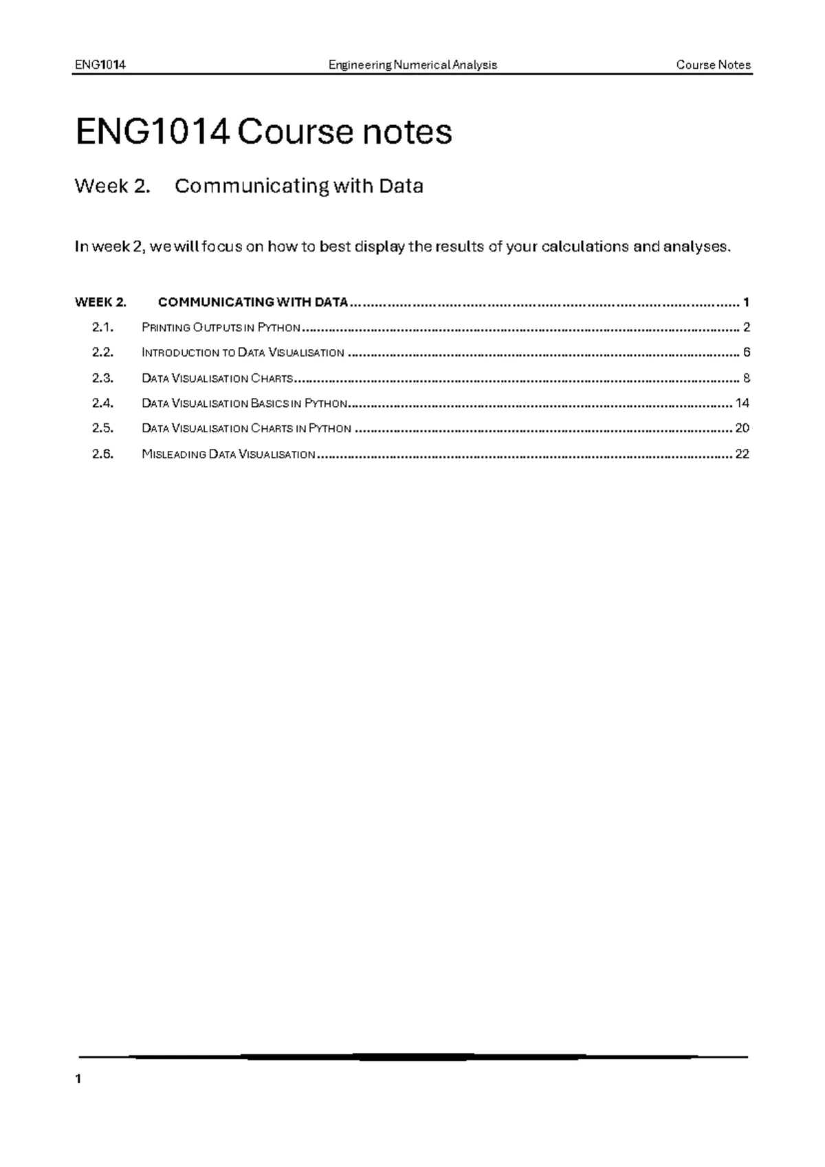 ENG1014 Week 5 Course Notes: Models and Curve Fitting - Studocu