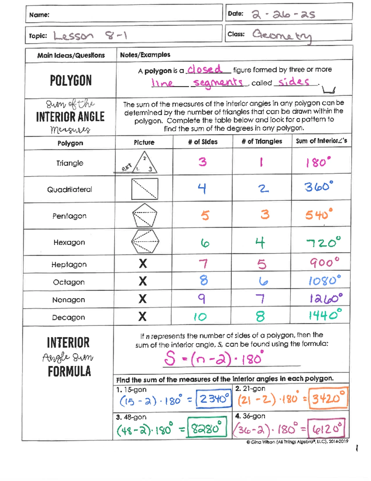 G2 10-7 Day 2 Geometry & Algebra Practice - Final Exam Review - Studocu