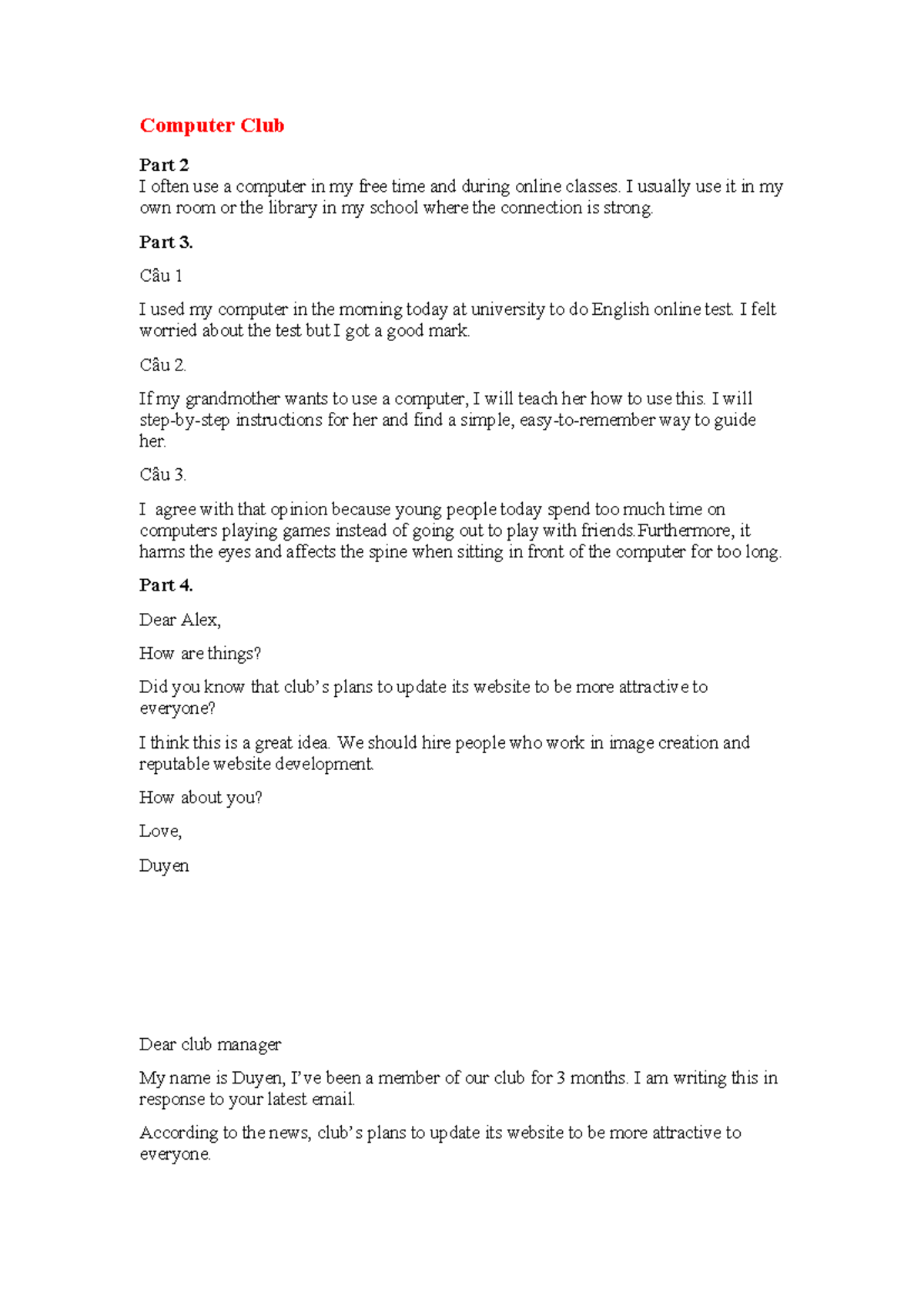 Aptis - Computer Club Activities & Suggestions for Improvement - Studocu