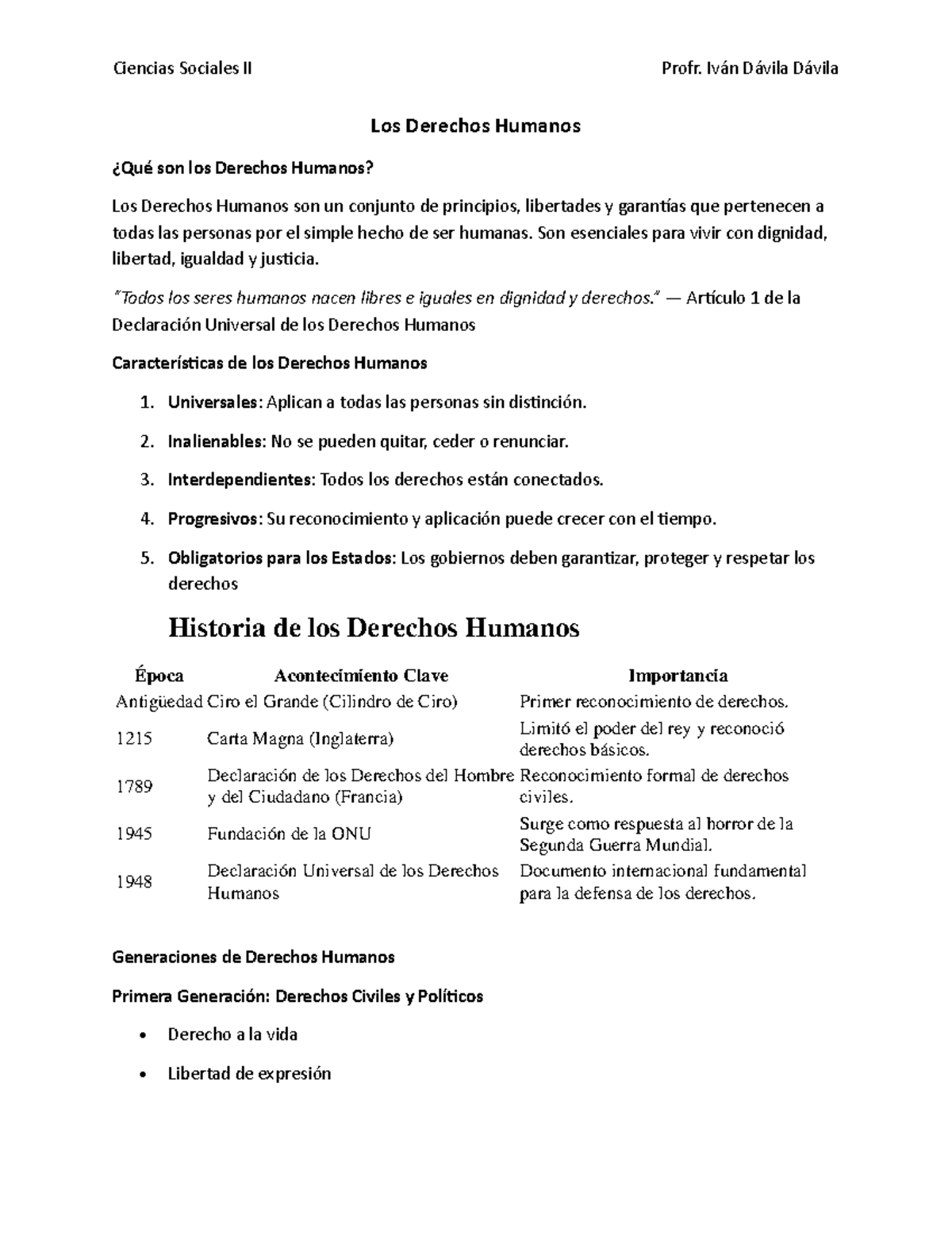 Ciencias Sociales II: Apuntes sobre los Derechos Humanos y su Historia ...