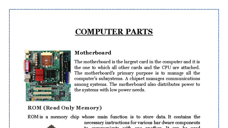 735315504 Computer Parts Overview and Functions - Studocu