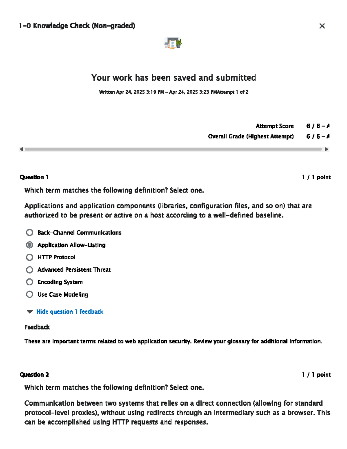 Knowledge Check 1: Web Application Security Terms Review - Studocu