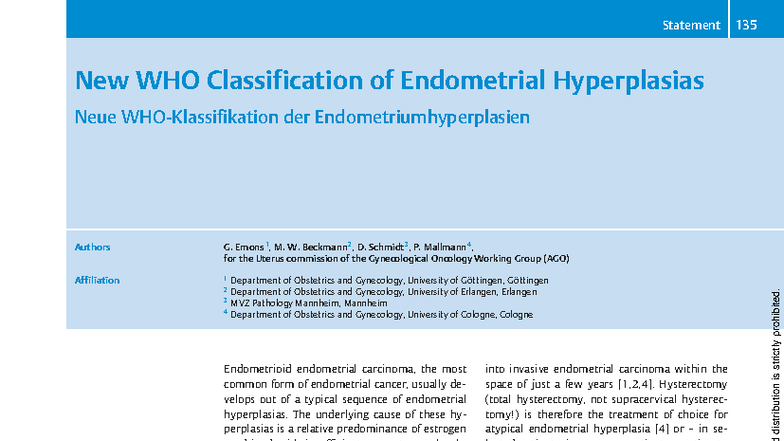 New WHO Classification of Endometrial Hyperplasias (Statement 135 ...