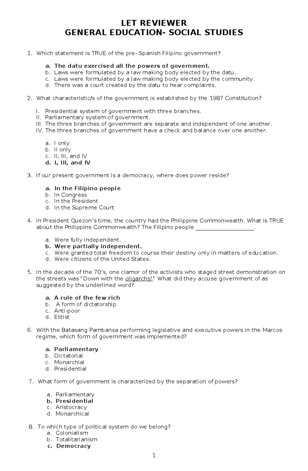 148103611 LET Reviewer Social Studies - LET REVIEWER GENERAL EDUCATION ...