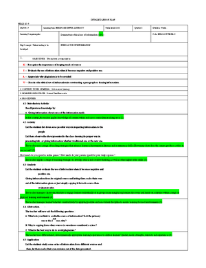 MIL Q1 DLP No. 8: Detailed Lesson Plan on Information Literacy - Studocu