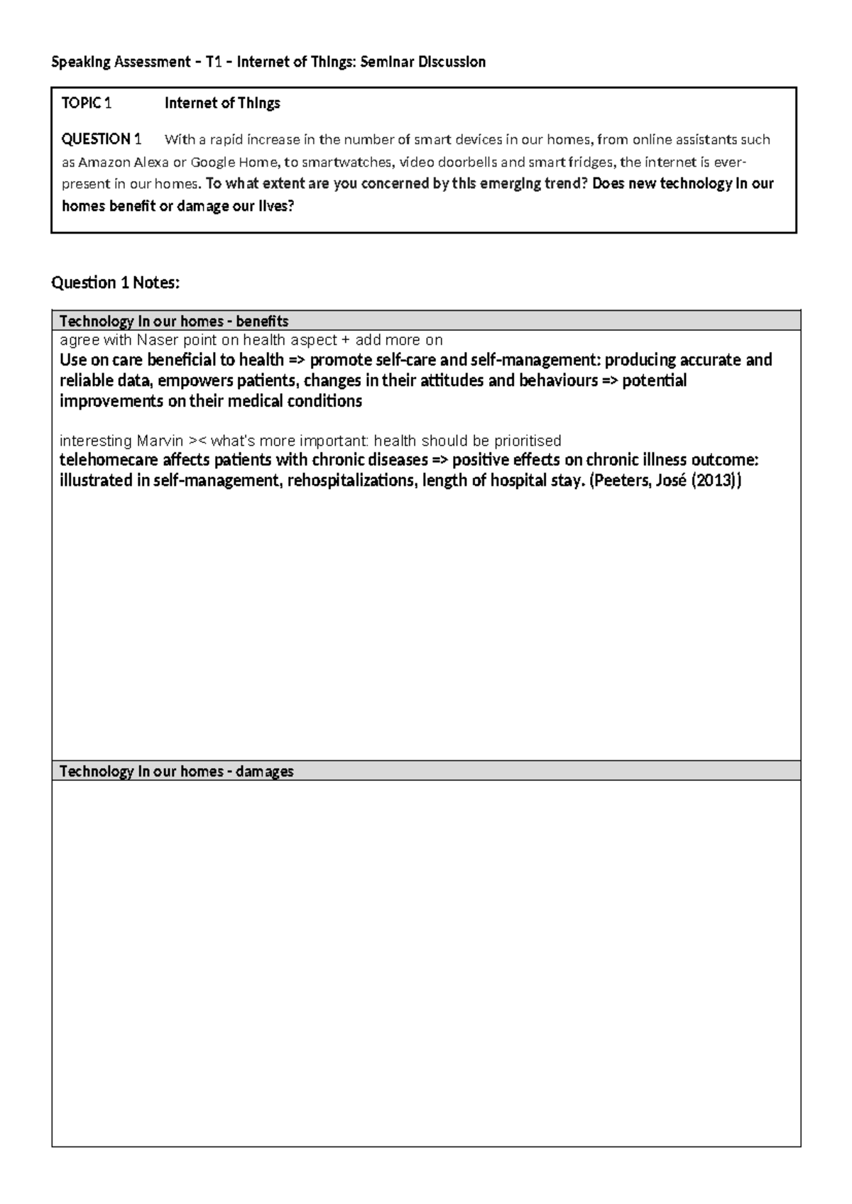 Seminar Discussion Task Note Template - Speaking Assessment – T1 ...