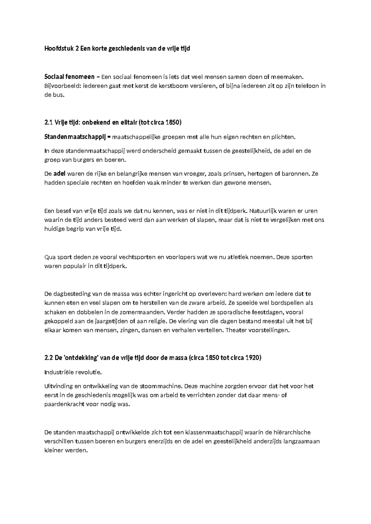 Hoofdstuk 2: Geschiedenis van Vrije Tijd en Maatschappelijke ...