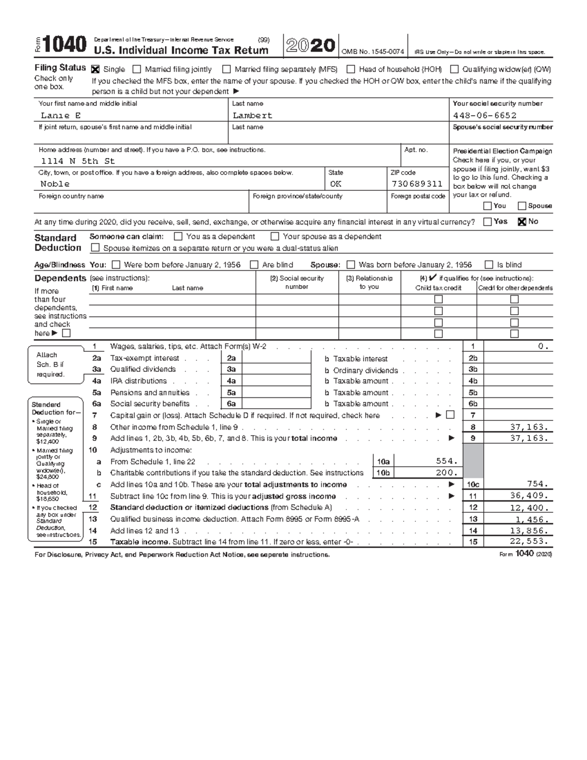 2020 Tax Return - Important Lecture Notes for Form 1040 - Studocu