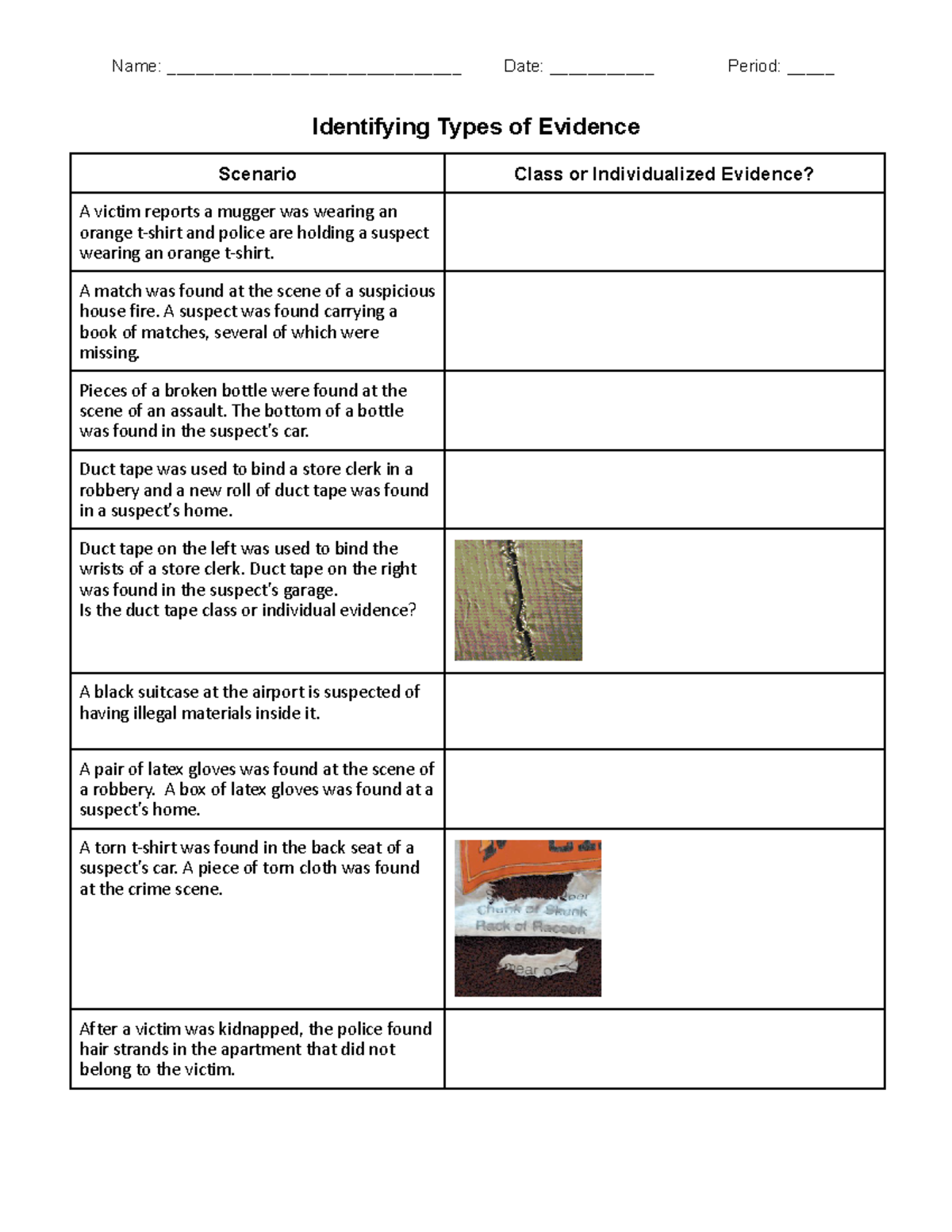 Evidence Activity - nothing - Name ...
