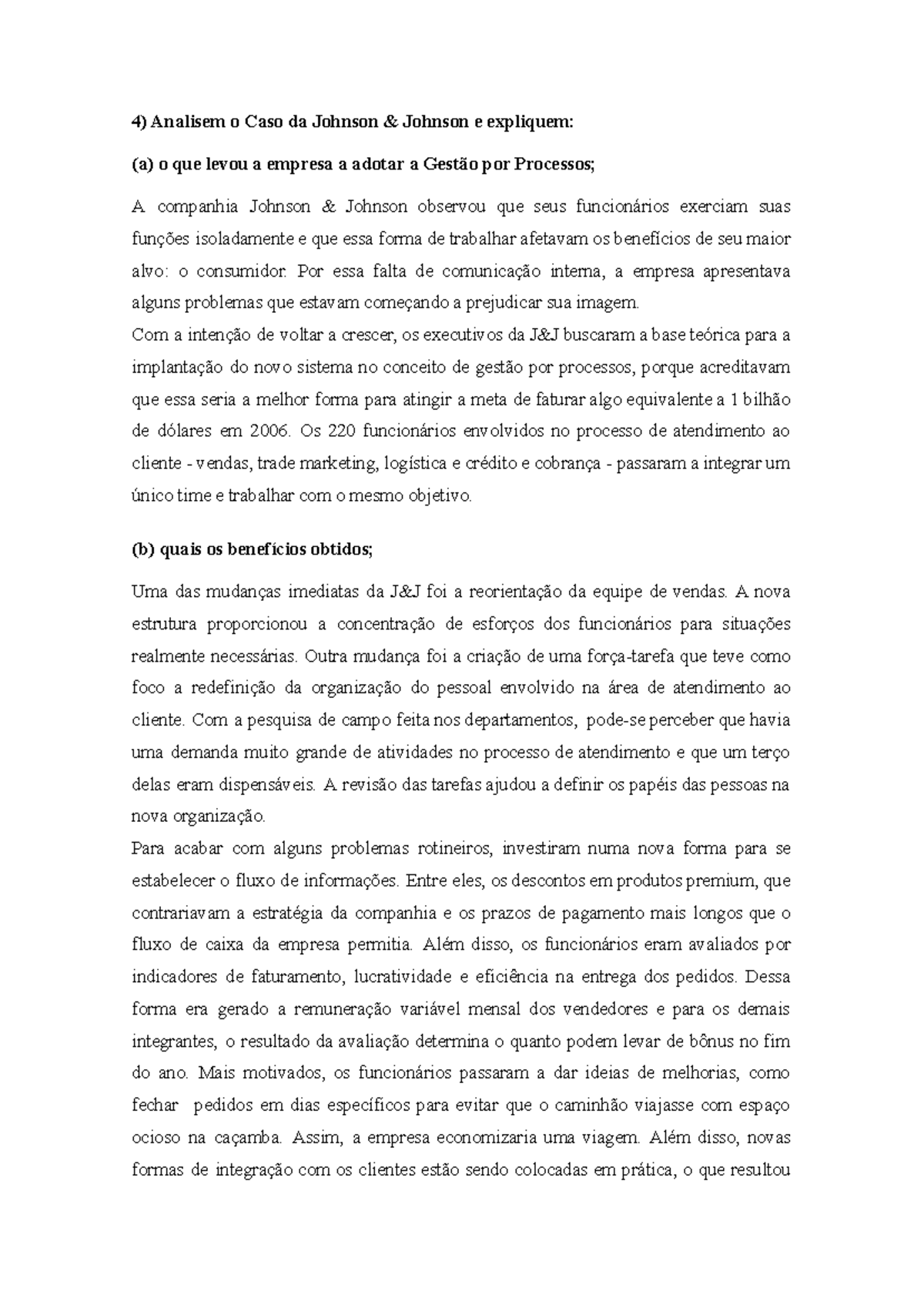 Análise do Caso Johnson & Johnson: Gestão por Processos e Resultados ...