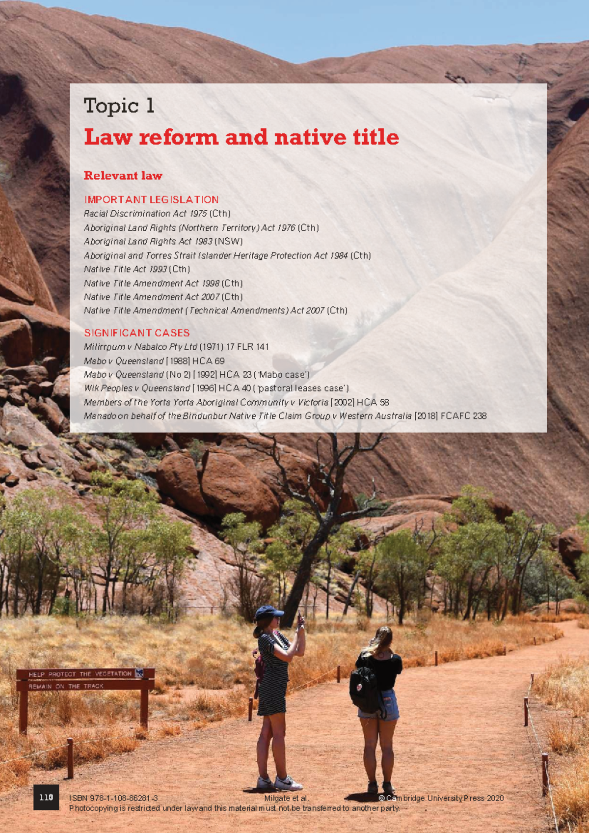 Law Reform in Action: Native Title Overview (Cambridge Legal Studies ...