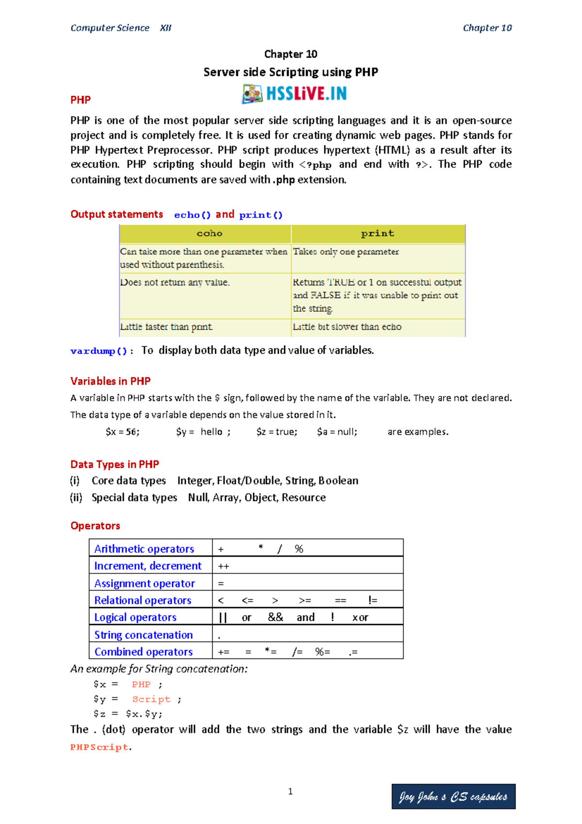 Computer Science XII Chapter 10: Server-Side Scripting with PHP - Studocu