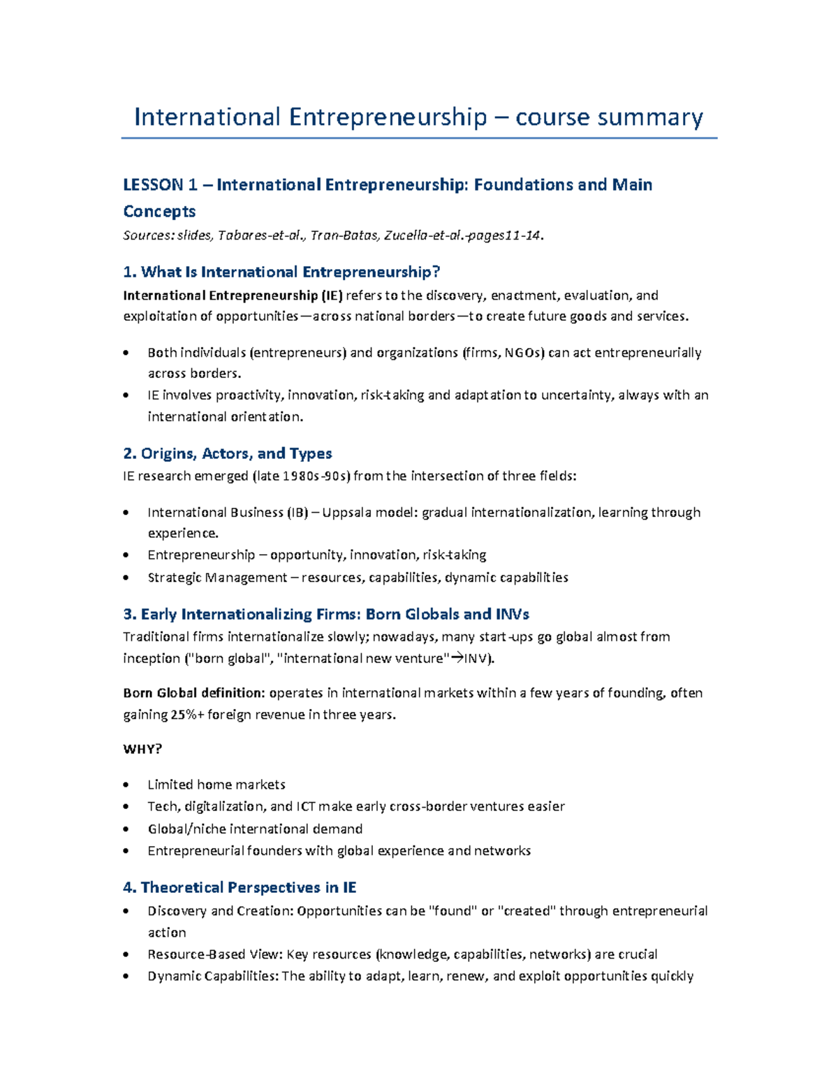 INTL ENT 101: Course Summary - Foundations & Key Concepts in IE ...